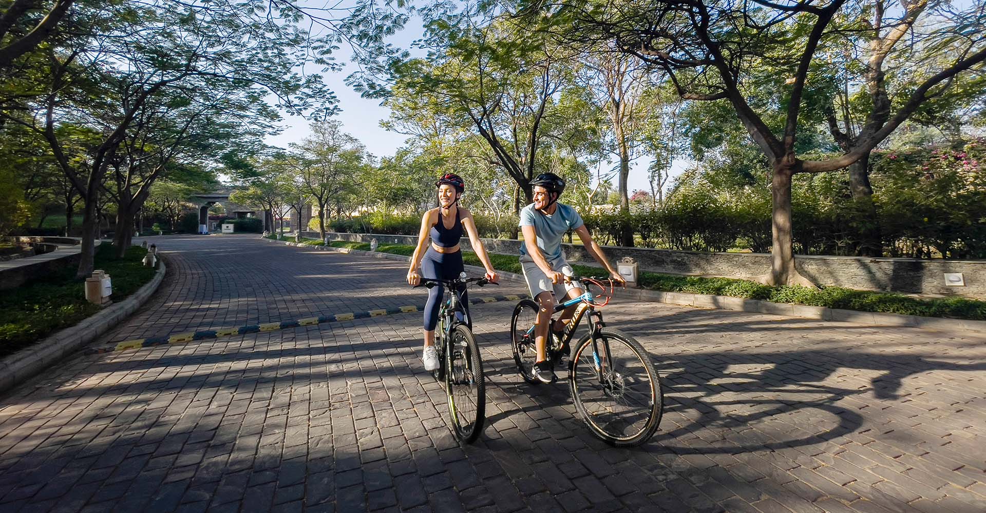 Cycling trail through scenic paths at Trident Udaipur, a 5 star hotel in Udaipur with outdoor activities.