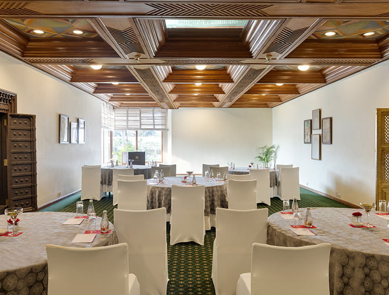 Well Arranged Events & Meeting Hall With Wooden Celing At Trident Hotel Bhubaneshwar.